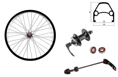 Колесо в сборе 27,5" переднее алюминиевая втулка WZ-A282FQD, дисковая (6 винтов) на промподшипниках под эксцентрик, черные спицы, двустеночный обод (УТ00021497)