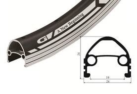 Обод 26" алюминиевый двустеночный не пистонированный с защитной полосой, 36 отв., 14G, GJD-26C (черный, УТ00020921)