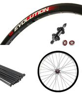 Колесо в сборе 26" заднее алюминиевая втулка WZ-A282RQ, V-Brake, на промподшипниках под трещетку, 3/8 (гайка), черные спицы, пистонированый двустеночный обод EVOLUTION (AlexRims) УТ00023385