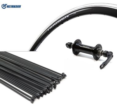 Колесо в сборе 700С" переднее, алюминиевая втулка SF-J14DGF, эксцентрик 9 мм, черные спицы, двустеночный обод HOGGER (Weinmann) УТ00023384