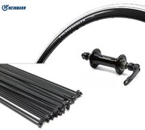 Колесо в сборе 700С" переднее, алюминиевая втулка SF-J14DGF, эксцентрик 9 мм, черные спицы, двустеночный обод HOGGER (Weinmann) УТ00023384