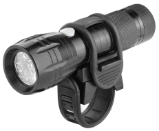 Фонарь передний (9 диодов, с батарейками) Алюминиевый, быстросъемный (черный, JY-829-2)