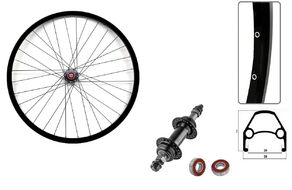 Колесо в сборе 26" заднее, алюминиевая втулка на промподшипниках 36 отв. дисковая (накручивающийся ротор), 3/8" (гайка) под трещётку 6/7 ск., пистонированный двустеночный обод (УТ00020308)