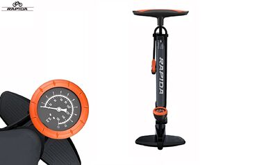 Насос RAPIDA напольный, алюминиевый, 38 мм, 600 мм, с манометром, универсальный, двойная головка A/V, F/V, Мax 160psi (11 бар), комплект переходников, GP-6438N (УТ00031951)