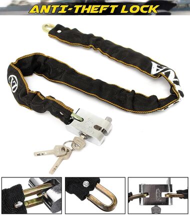 Замок противоугонный - цепь 5 х 800 мм, 3 ключа, металлический замок, тканевая оплетка, XL (черный, УТ00023322)