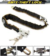 Замок противоугонный - цепь 5 х 800 мм, 3 ключа, металлический замок, тканевая оплетка, XL (черный, УТ00023322)