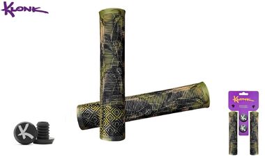 Рукоятки руля (грипсы) KLONK, 169 мм, для BMX вел./трюк. самокатов, противоскользящие, с барендами, KLK-11025, Brown/Camo