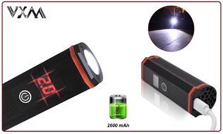 Фара передняя VXM алюминиевая, CREE LED (T6), 400 Lum, USB кабель, с аккумулятором 2600 mAh, Waterproof IPX65, c дисплеем, VXM-2019 (УТ00019037)