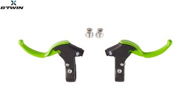 Рукоятки тормоза алюминиевые, комплект 2 шт. (правая+левая), Junior ALU-20, B'TWIN (черный/зеленый, УТ00032457)