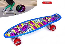 Скейтборд (пенниборд) PNB 22" Print "Сomics", LED светящиеся колеса, подвеска - Alu, ABEC-7 (синий/розовый) УТ00021584
