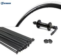 Колесо в сборе 700С" переднее, алюминиевая втулка SF-J14BQF на промподшипниках, эксцентрик 9 мм, черные спицы, двустеночный обод HOGGER (Weinmann) УТ00023383