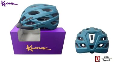 Шлем взрослый KLONK, регулировка обхвата, MTB/Cross Country, 28 отв., с интегрированным задним фонарем (USB Type-C), M/L (55-61см), Matte dark turquoise, KLK-24004