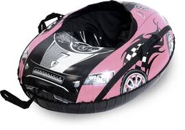Санки надувные "Ватрушка" ПВХ-ПВХ 115 см овальная, с принтом, ТТ "CAR" Comfort (Pink/Black) (КСНВ115CAR)