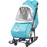 Санки-коляска детские Ника Наши Детки 2 (с медвежонком голубой)