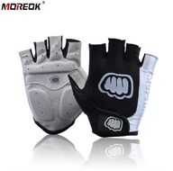 Велоперчатки "MOREOK", короткие пальцы, антискользящие, биэластичные, лайкра, размер "L", (черный, MOREOK01-L)