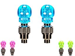Колпачок на ниппель, Skull, светодиодный (1 LED), к-кт 2 шт., блистер (синий, красный, зеленый)