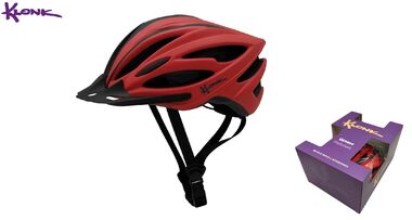 Шлем взрослый KLONK, регулировка обхвата, MTB/Cross Country, 21 отв., с козырьком, размер M/L (54-61см), Red matte/Black, KLK-24016