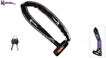 Замок противоугонный - цепь, KLONK, 8 x 900 мм, с ключами, светоотражающая тканевая оплетка, KLK-13015 Black