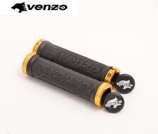 Рукоятки руля круглые (Грипсы, комплект) VZ-E05-001 (22,2 мм) VENZO (черный, кольцо-желтый)
