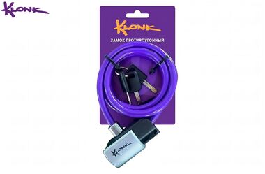 Замок противоугонный KLONK, 10×1200 мм, трос в пластик. оболочке, ключи, KLK-13013, Violet