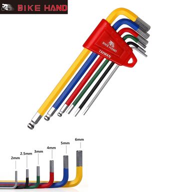 Bike Hand Набор инструментов YC-613-6C, шестигранники 2/2,5/3/4/5/6 мм, разноцветные, пластковый держатель (YC-613-6C)