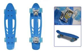 Скейтборд (пенниборд) Black Aqua 24", Alu, ABEC-7, светящиеся LED колеса PU 60 мм, S00238 (синий, УТ00020936)