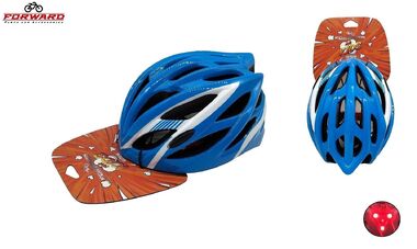 Шлем детский FORWARD, регулировка обхвата (48-56 см), 21 отв., с интегрированным задним фонарем, Light blue/White, FW-G05 (УТ00032098)