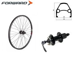 Колесо в сборе 27,5" заднее, алюминиевая втулка WZ-A282R 32 отв. дисковая (6 винтов) под кассету 8/9 ск., двустеночный обод, Forward DW (RWR270032D28)