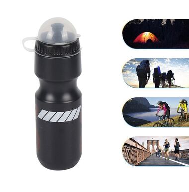 Бутылочка велосипедиста полимерная 800 мл, защитная крышка от пыли, ECOS (черный, B-1712)