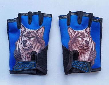 Велоперчатки детские "Волк", антискользящие (синий, SPGLOVES2VOLF)