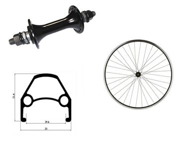 Колесо в сборе 26" переднее алюминиевая втулка WZ-201AF, 32 отв., 3/8" (гайка), V-Brake, двустеночный усиленный обод (WSM-26FV)