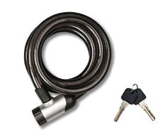 Замок противоугонный, 15 х 800 мм, трос в пластик. оболочке, 2 ключа, головка замка алюминий/пластик, POWER (черный, УТ00022498)