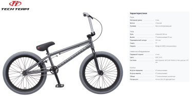 Велосипед BMX TechTeam Grasshoper 20" графит