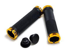 Рукоятки руля (грипсы, комплект), 130мм, TwoSideLock, инд. упак. (черный/мат. золотист.)