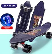 Скейтборд (пенниборд) PWS 23" Print "Adman's Rum", светящиеся колеса, подвеска - Alu, ABEC-7 (синий, УТ00019213)