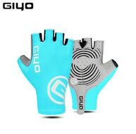 Велоперчатки GIYO, короткий палец, гелевые вставки, биэластичные, силикон, лайкра, размер "L" (бирюзовый)