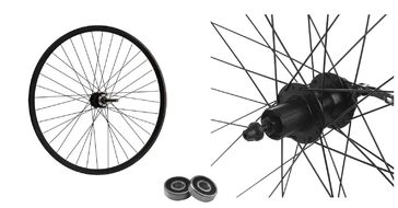 Колесо в сборе 26" заднее, алюминиевая втулка на промподшипниках, дисковая (6 винтов), под кассету 8-10 ск., спицы черные, двустеночный обод (УТ00021625)