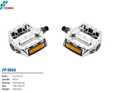 Педали платформенные (комплект 2 шт.) 9/16", 118x95 мм, алюминиевые, FP-965W FEIMIN (белый, УТ00022084)