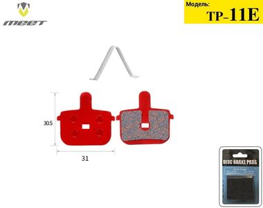 Тормозные колодки MEET для дискового тормоза KUGO, Yongli, Bolids DB1/DB3/DB5, с пружиной, блистер, TP-11E (УТ00024029)