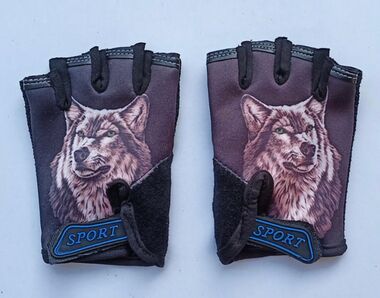 Велоперчатки детские "Волк", антискользящие (черный, SPGLOVES1VOLF)