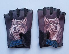 Велоперчатки детские "Волк", антискользящие (черный, SPGLOVES1VOLF)