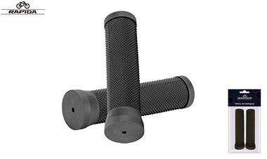Рукоятки руля (грипсы, комплект), 130 мм, резиновые, FC-G130, RAPIDA (черный, УТ00031925)