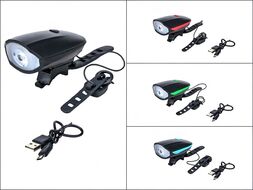 Фара передняя, с сигналом, USB, встр. аккумулятор, CREE LED, 250lm/140db, 3 функц., влагозащита (черный, FWD3265111)