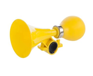 Сигнал велосипедный, клаксон (L-155mm), пневматический, пластик (желтый) #0