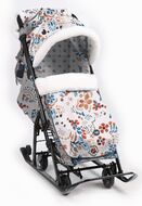 Санки-коляска детские Ника Детям 7-5 (цветочный светлый)