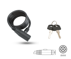 Замок противоугонный 8 х 1200 мм, трос в пластик. оболочке, 2 ключа, GK102.102, Golden KEY, блистер (черный)