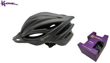 Шлем взрослый KLONK, регулировка обхвата, MTB/Cross Country, 21 отв., с козырьком, размер M/L (54-61см), Black/Dark green matte, KLK-24015