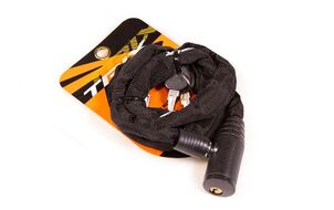 Замок противоугонный - цепь 3,5 x 1200 мм, 2 ключа, тканевая оплетка, Golden KEY, GK105.109 (черный, УТ00023769)