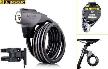 Замок противоугонный 12 х 1500 мм, трос, 2 ключа, ET155R, E-TOOK, блистер (черный, RLKET155R001)