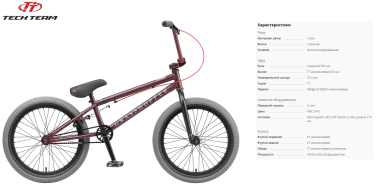 Велосипед BMX TechTeam Grasshoper 20" красно-серый